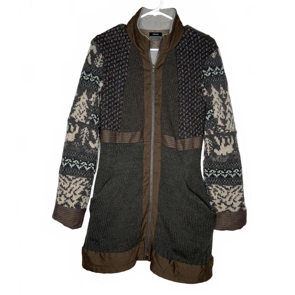 Preloved Brand Handcraft Knit Zip-Up Coat made with Repurposed‎ Sweaters - S
